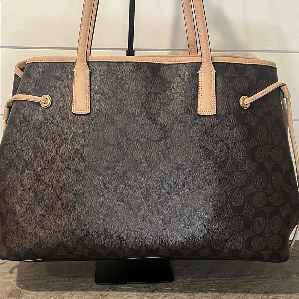 Coach Signature Stripe Drawstring Carryall Tote - Picture 6 of 16